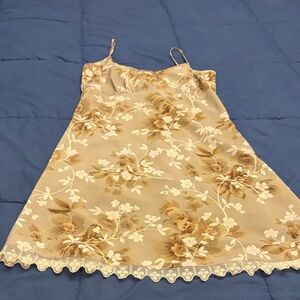 Vibe Beige and Gold Floral Slip Dress